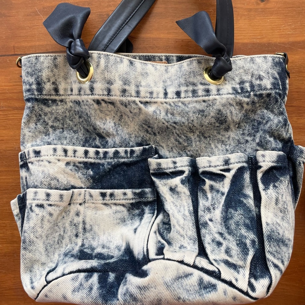 Clare V. Denim Marine Tote and Brass Removable Strap Bundle - Picture 7 of 15